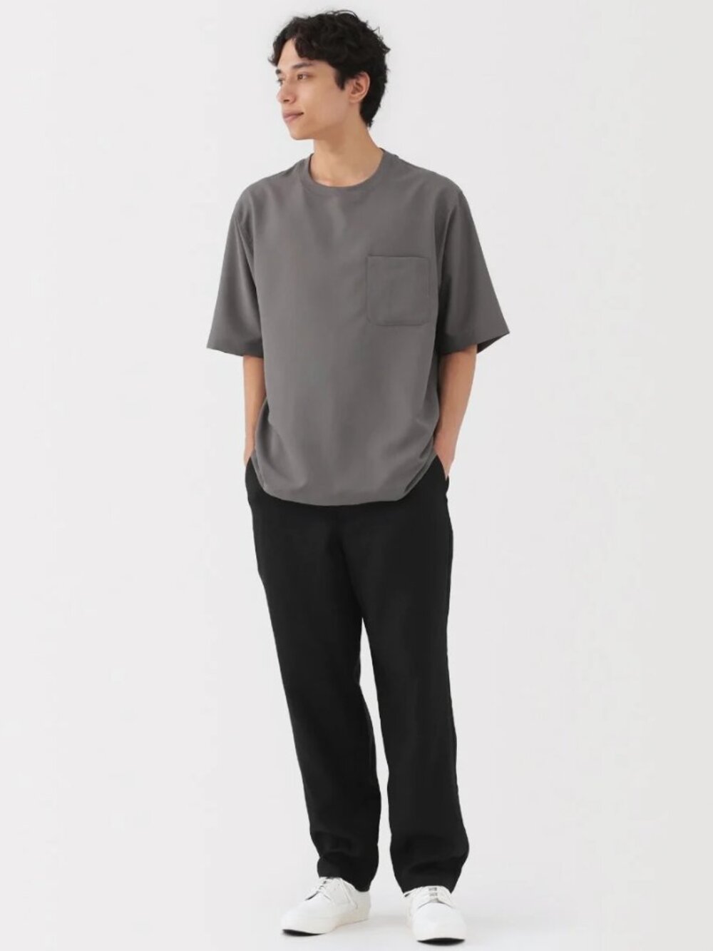 MUJI Black Washed Linen Taper Pants S NWT